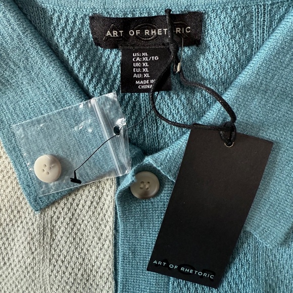 Art of Rhetoric Mens XL Blue Fish Sardinas Full Button Polo Collared Sweater - Picture 5 of 6